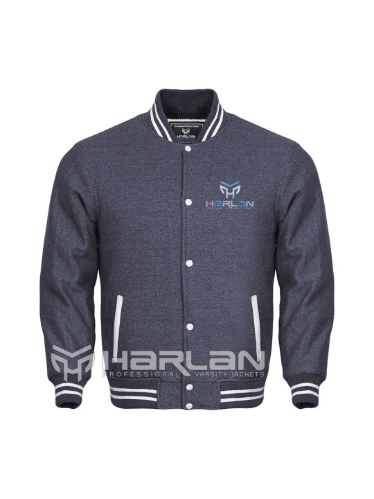 Team Cotton Fleece Varsity Jackets in Dark Grey