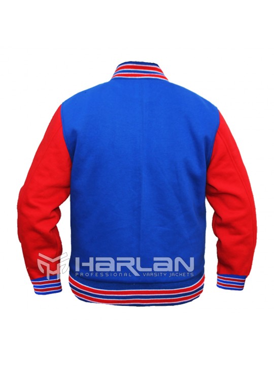 Cotton Fleece Varsity Jackets in Blue/Red