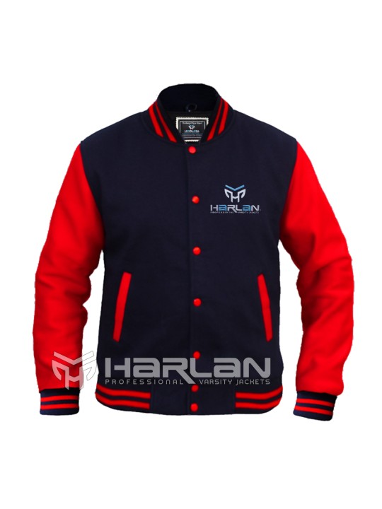 Christmas Cotton Fleece Varsity Jackets in Black/Red