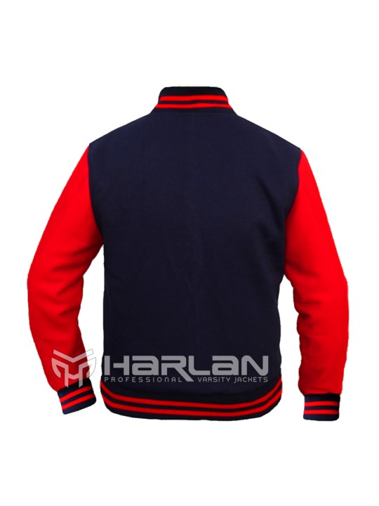 Christmas Cotton Fleece Varsity Jackets in Black/Red