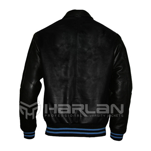 Black Leather Letterman  Jackets