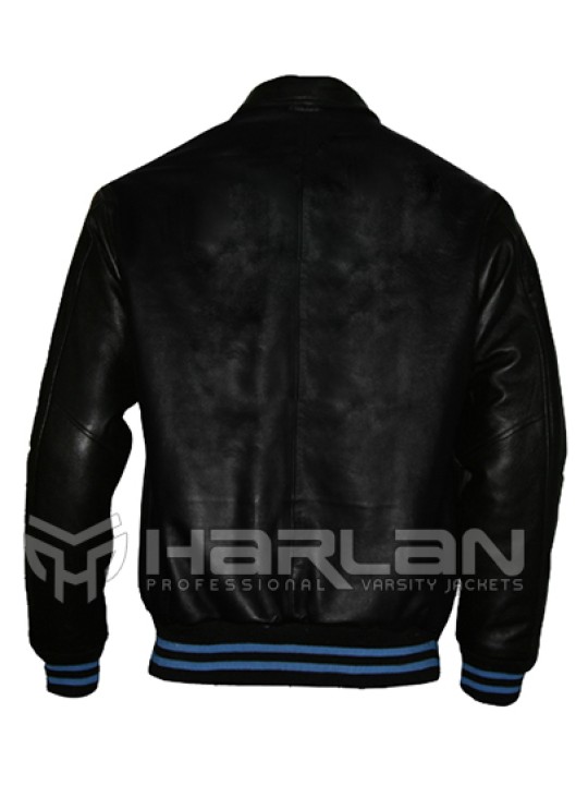 Black Leather Letterman  Jackets