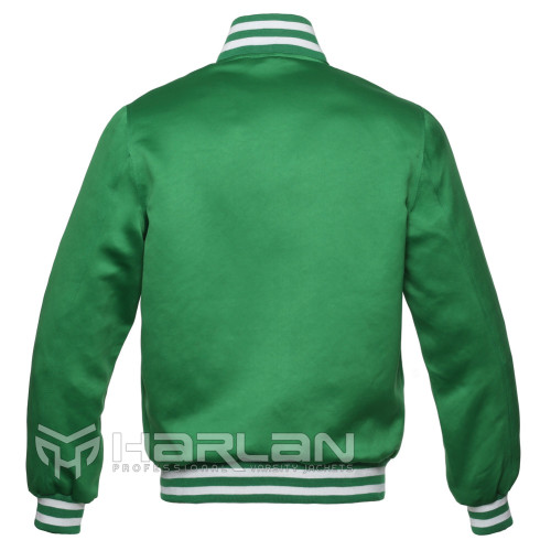Celebrities Satin Varsity Jackets Green