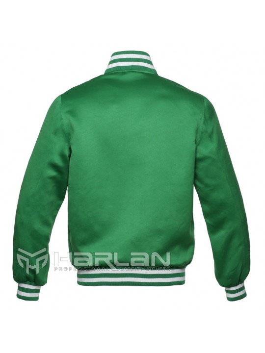 Celebrities Satin Varsity Jackets Green