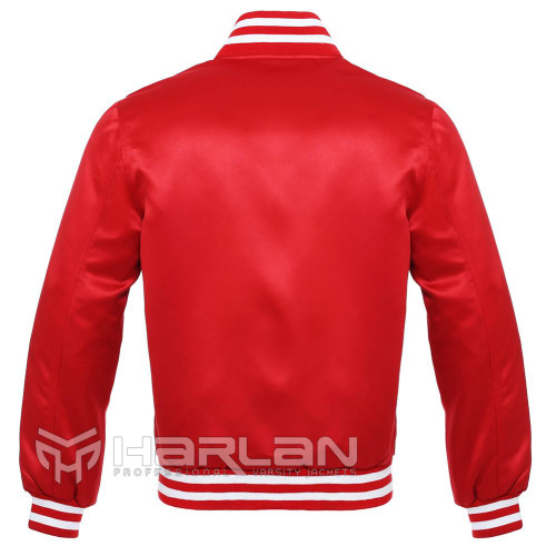 Retro Satin Varsity Jackets Red