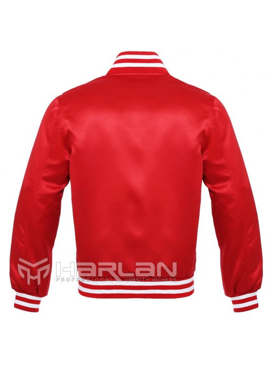 Retro Satin Varsity Jackets Red