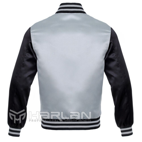 Youth Satin Varsity Jackets Grey/Black