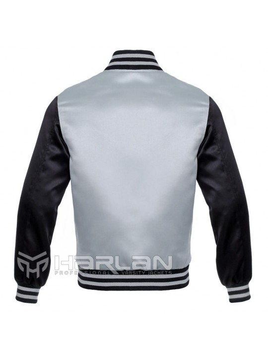 Youth Satin Varsity Jackets Grey/Black