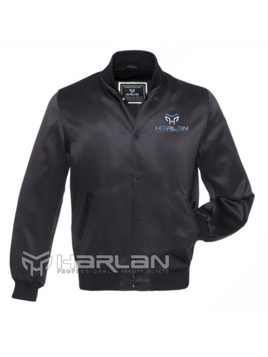 Unique Black Satin Varsity Jackets