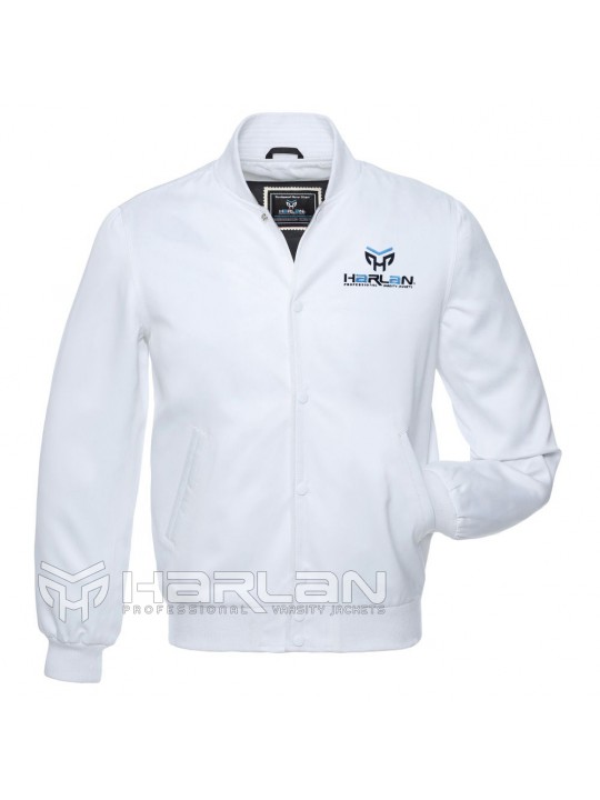 Satin Baseball Varsity Jackets White