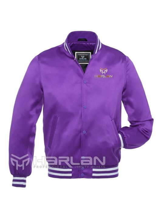 Lakers Satin Varsity Jackets Purple