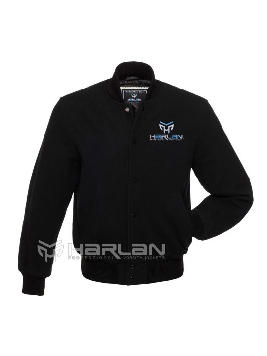 Street Style All Wool Varsity Jackets Black