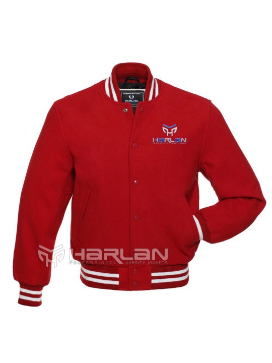 Black Man's All Wool Varsity Jackets in Red