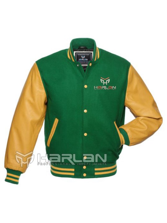 Boss Custom Varsity Jackets in Green/Gold