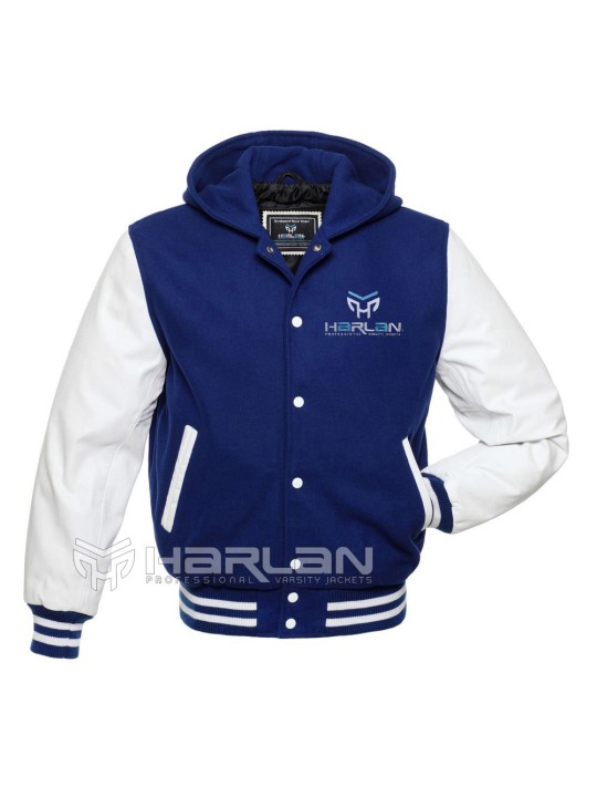 Youth Hooded Varsity Jackets Blue/White