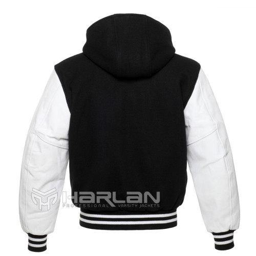 Custom Hooded Varsity Jackets Black/White