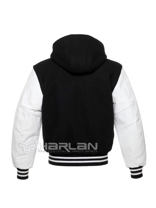 Custom Hooded Varsity Jackets Black/White