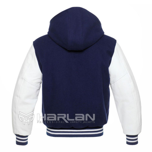 Cheerleader Hooded Varsity Jackets in Blue White