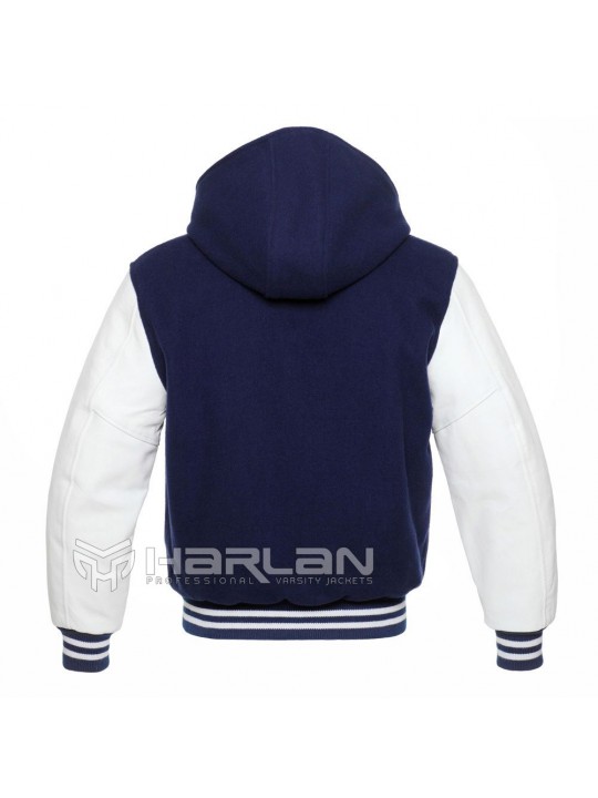 Cheerleader Hooded Varsity Jackets in Blue White